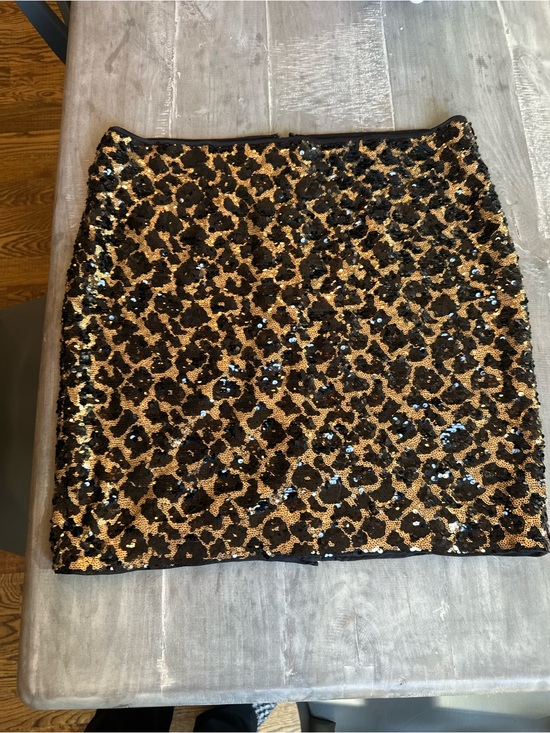 Cache Dresses & Skirts - Cache Black & Gold Sequin Leopard Mini Skirt